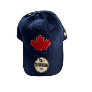 Toronto Blue Jays New Era Core Fit 49FORTY Fitted Hat Cap Royal Maple Leaf Sz S
